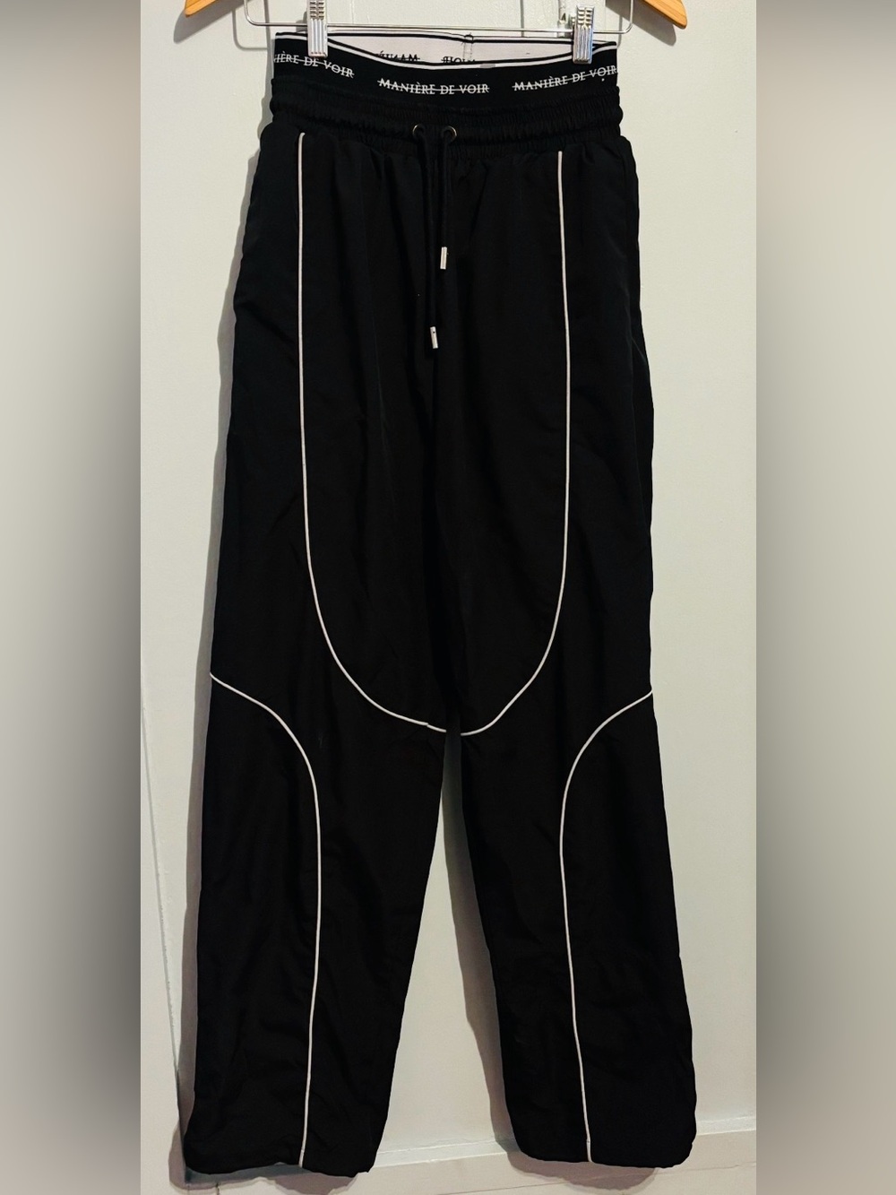 Women's Maniere De Voir Black Logo Track pants size small